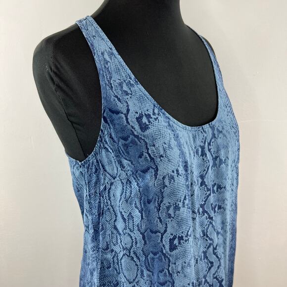 JOIE Drew Blue Snakeskin Print Sleeveless Scoop Neck Pullover Silk Tank Top M - Picture 4 of 9